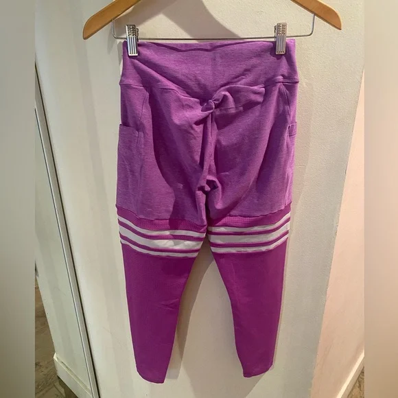Bombshell Sportswear Purple Leggings with Stripes - Picture 3 of 4